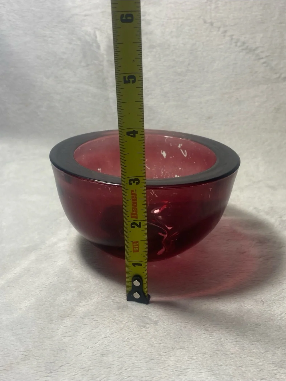 Murano Italian Sculpted Red Sommerso Blown Art Glass Bowl Dish MCM Vintage